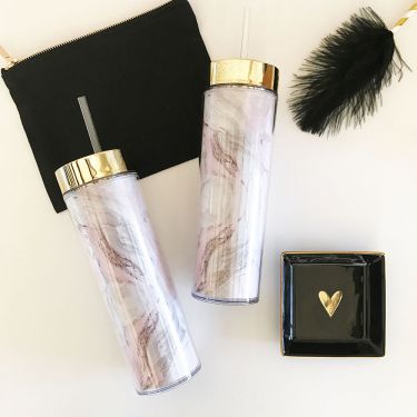 Blank Pink Marble Tall Tumblers